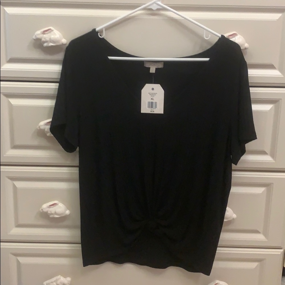 Black Wonderly tie front shirt